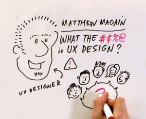 A screenshot from the animated video, What the heck is UX Design?