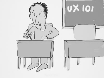 A student sits diligently in UX class