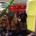 Matt poses with Lego Yoda at Kuala Lumpur International Airport