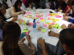 Diligent students creating paper prototypes