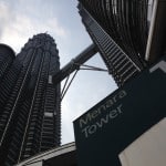 The view from the bottom of the Petronas Towers