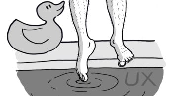 A toe is tentatively dipped into water