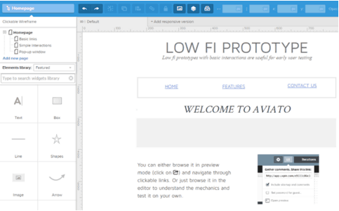 Screenshot from a wireframing tool