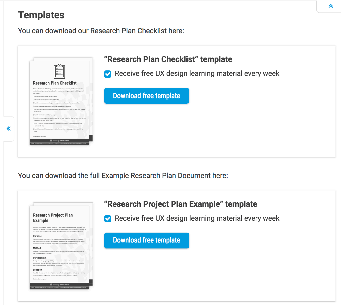 Templates for planning research projects.