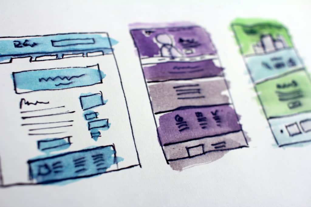 Three ink drawings of wireframes